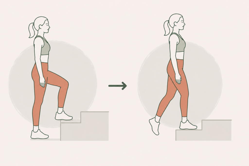 Übung gegen Osteoporose: Treppensteiger